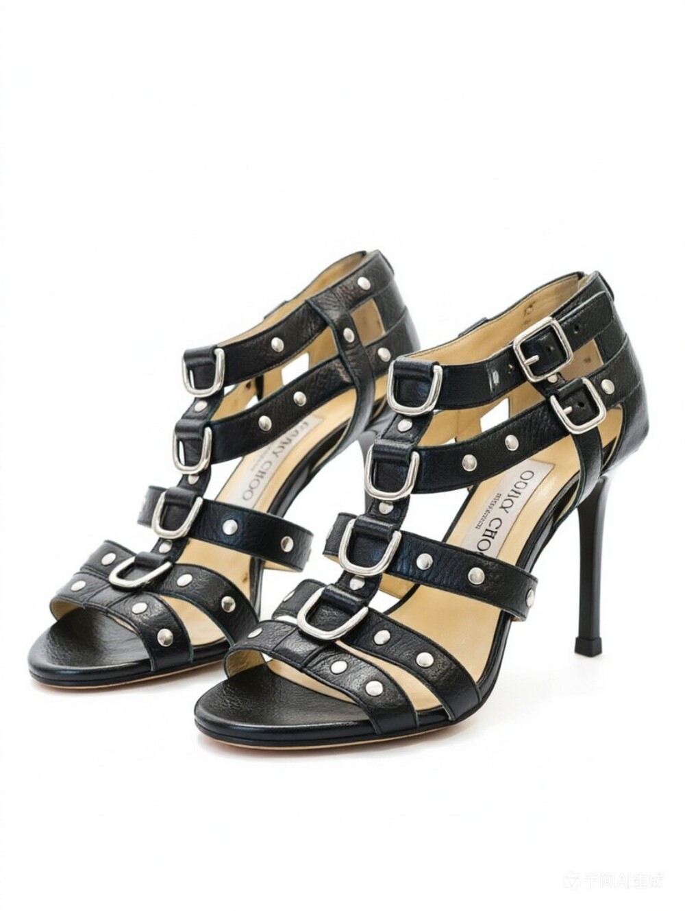 Jimmy Choo black leather gladiator-style stiletto sandals